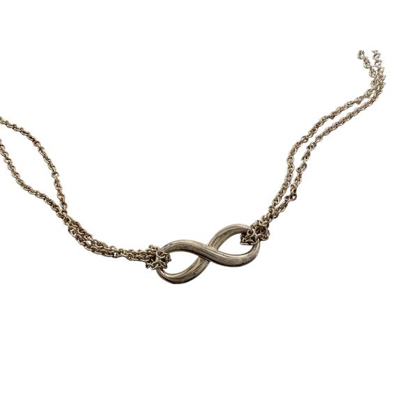 Tiffany & Co Infinity Double Chain Pendant and Necklace in Sterling 16" Chain - Picture 1 of 15